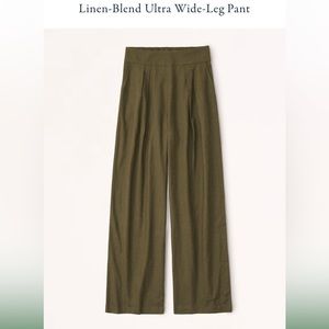 Abercrombie Olive Green Linen Blend Ultra Wide Leg Pant XS short NWT